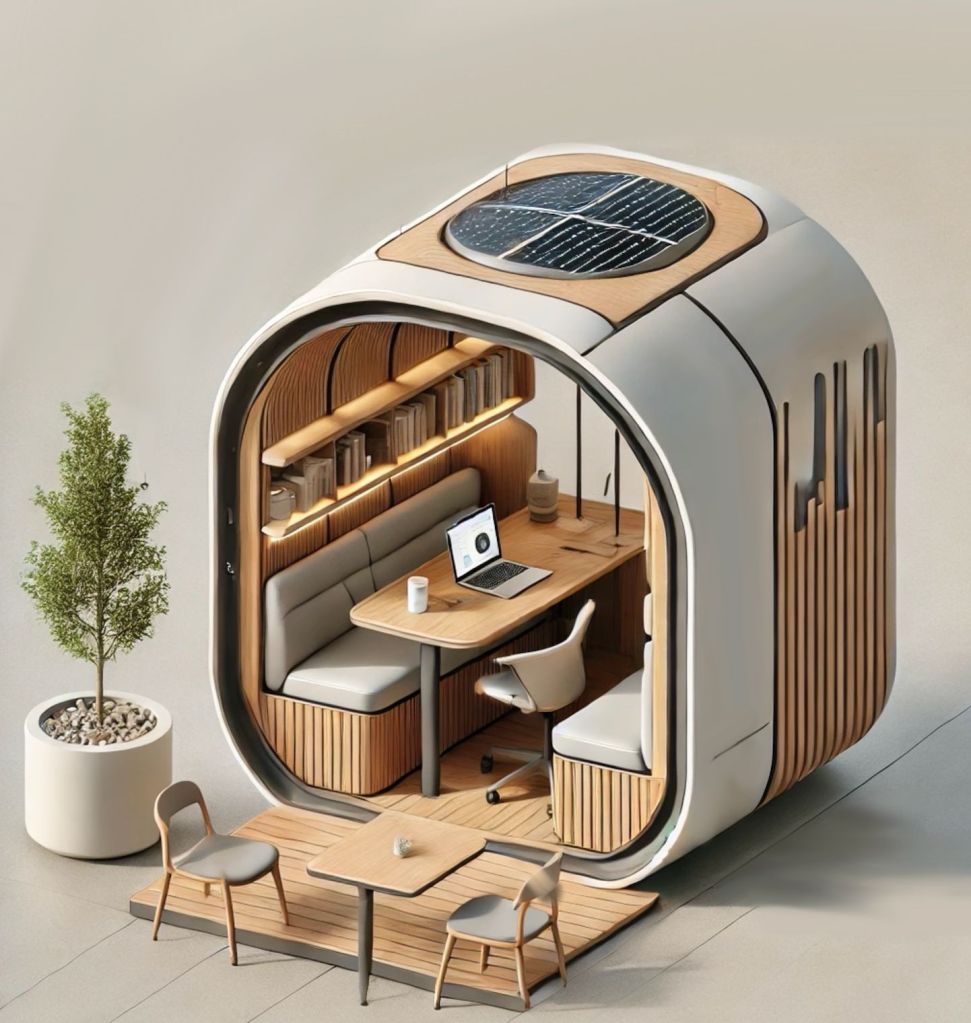A model of the study pod used in cafes.