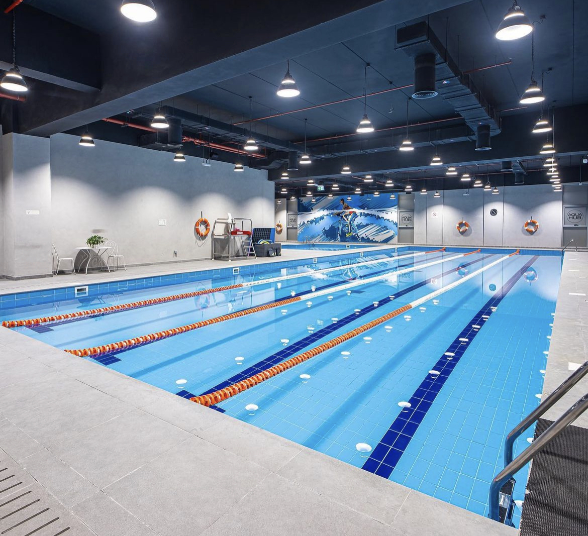 Swimming area at FitHub ladies gym in Dubai.