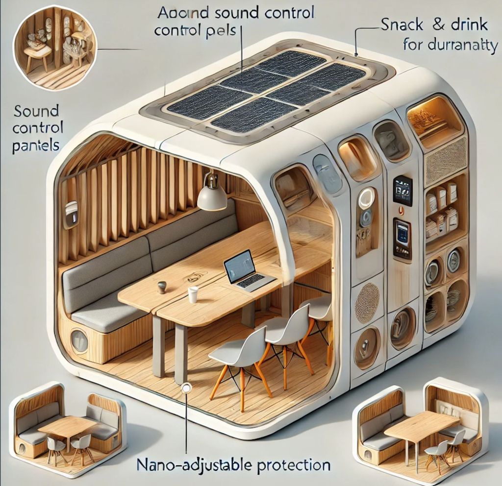 A study pod designed to be used for a shared group.