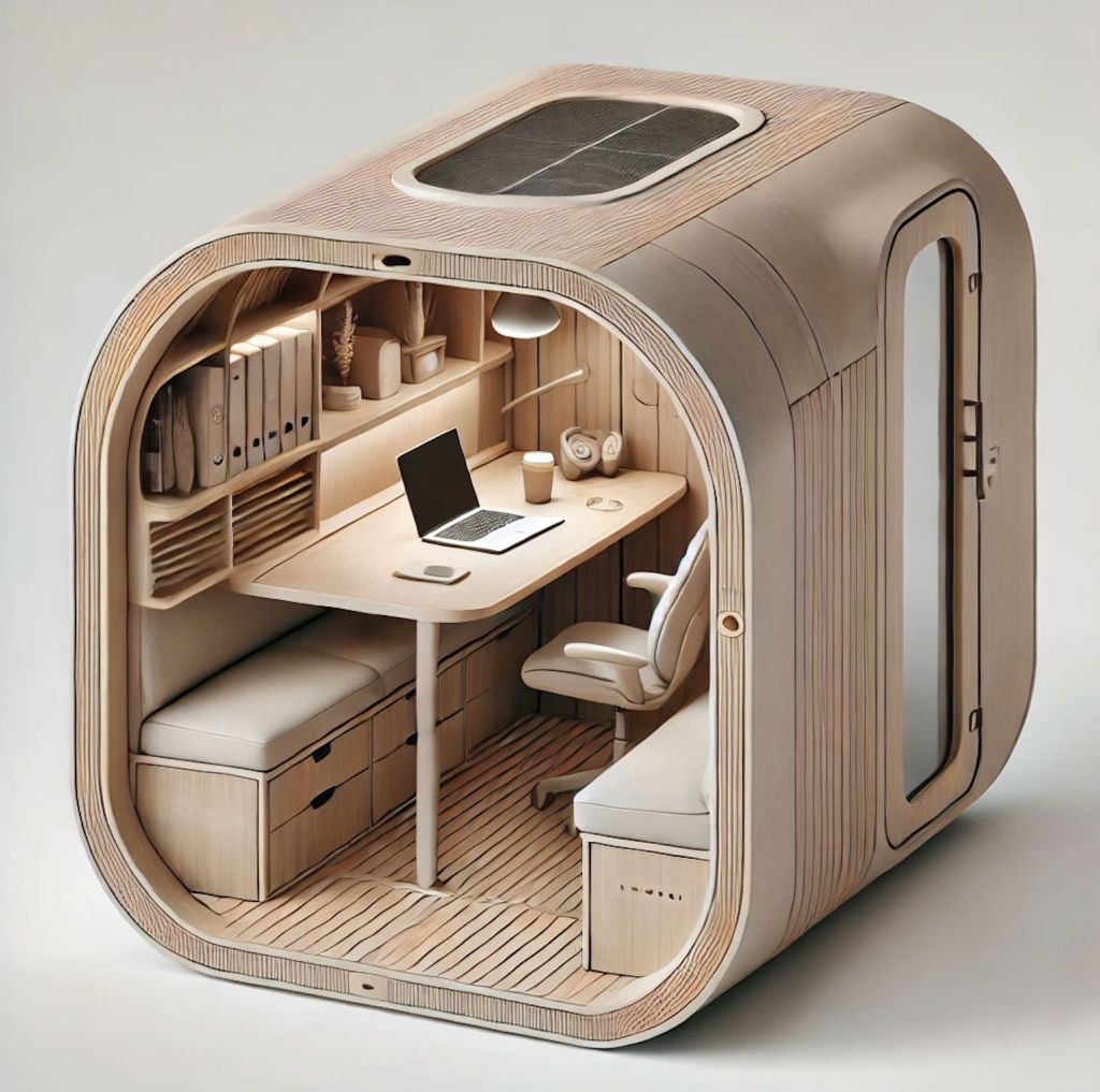A model of the study pod with neutral colors. 
