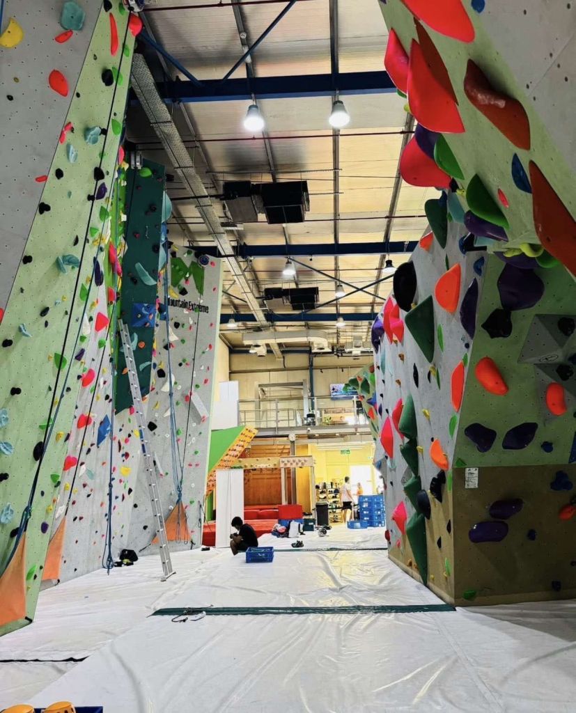 Indoor climbing gym setup at Mountain Extreme Dubai