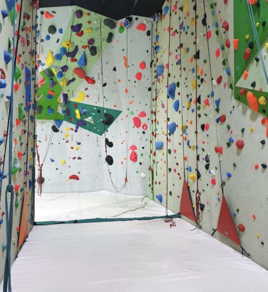 Indoor rock climbing walls at Mountain Extreme Dubai